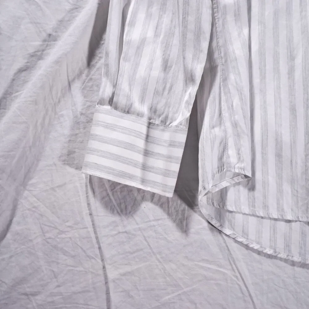 Suitsupply Extra Slim Fit Dress Shirt White Stripe Mens 17.5 Cotton Blend - Picture 2 of 7